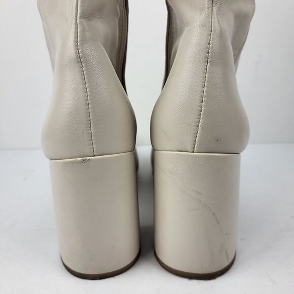 Steve Madden Lizah Boot Off White Faux Leather Knee High Block 10M - Picture 8 of 16